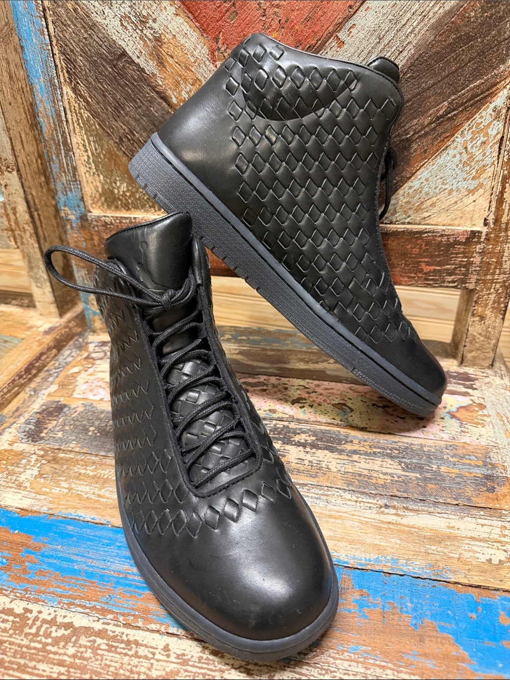 Jordan Black Woven High-Top Sneakers Size 10